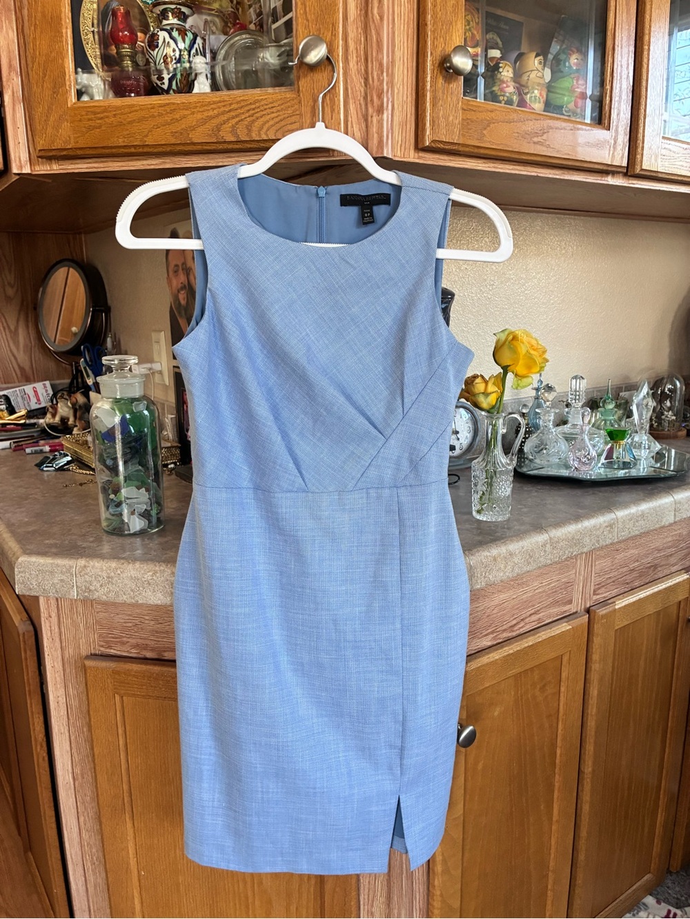Banana Republic Light Blue Asymmetrical Sleeveless Sheath Dress